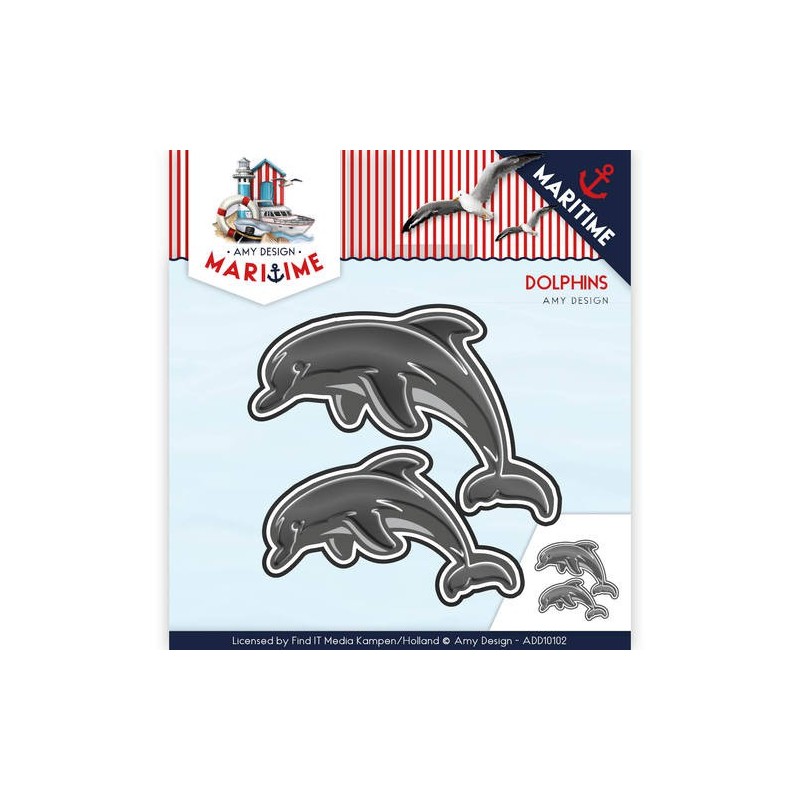 (ADD10102)Die - Amy Design - Maritime - Dolphins (ADD10102)Die - Amy Design - Maritime - Dolphins