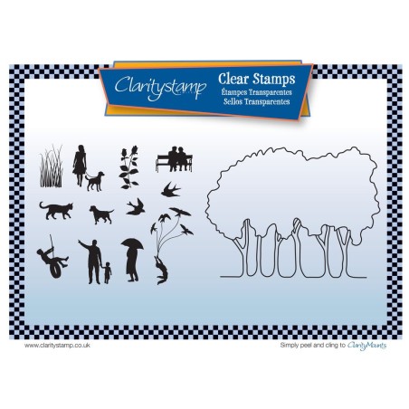 (STA-AN-10508-A5)Claritystamp Grove Trees Outline Clear Stamps with Mask