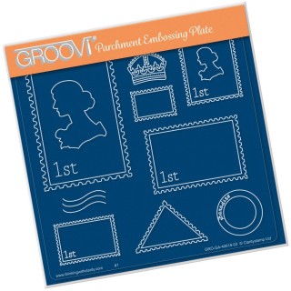 (GRO-GA-40618-03)Groovi Plate A5 POSTAGE STAMPS