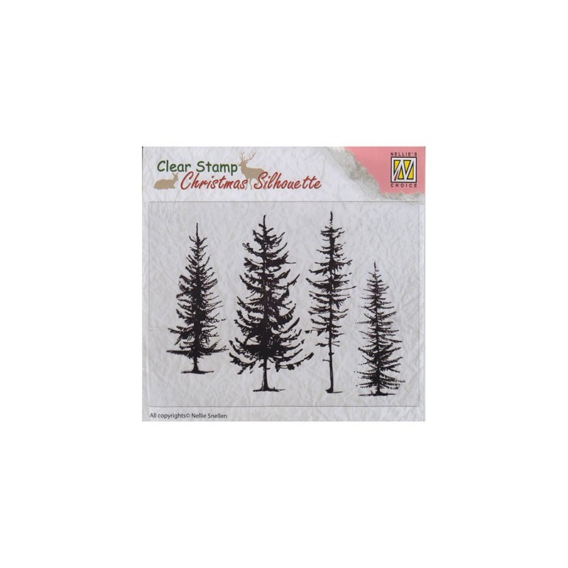 (CSIL004)Nellie's Choice Clear stamps Christmas Silhouette Pine trees