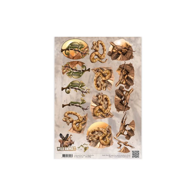 (CD10869)3D Knipvel - Amy Design - Wild Animals - Reptiles