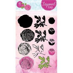 (STAMPLS22)Clear Stamps Layered Flower Stamps nr.22
