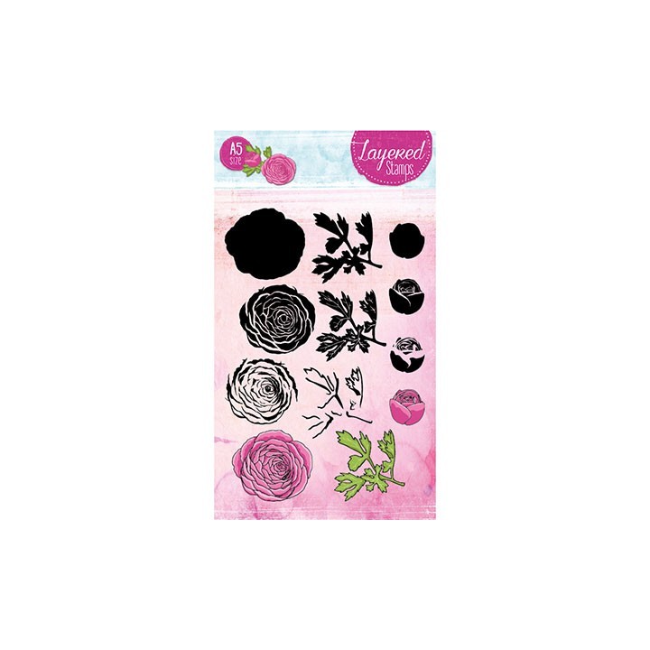 (STAMPLS22)Clear Stamps Layered Flower Stamps nr.22