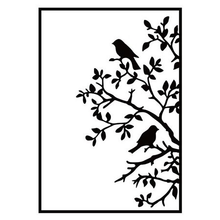 (HSF017)Embossing Folder Birds on branch