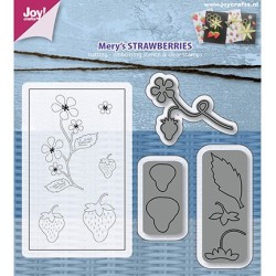 (6004/0019)Clear stamp / Stencil set Mery's Strawberries
