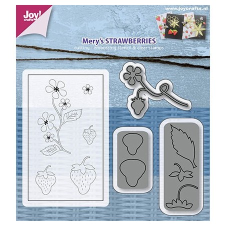 (6004/0019)Clear stamp / Stencil set Mery's Strawberries