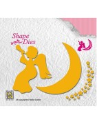 (SD135)Nellie's Shape Dies Angel with Moon & stars