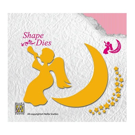 (SD135)Nellie's Shape Dies Angel with Moon & stars
