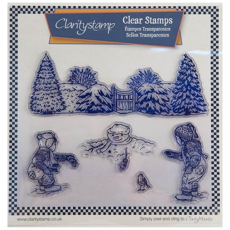 (STA-WI-10490-A4)Claritystamp Jayne Nestorenko Winter Scene Children Clear Stamps
