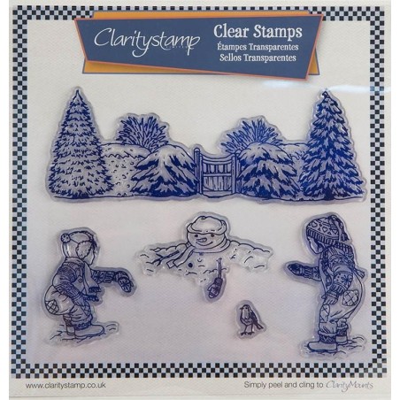 (STA-WI-10490-A4)Claritystamp Jayne Nestorenko Winter Scene Children Clear Stamps