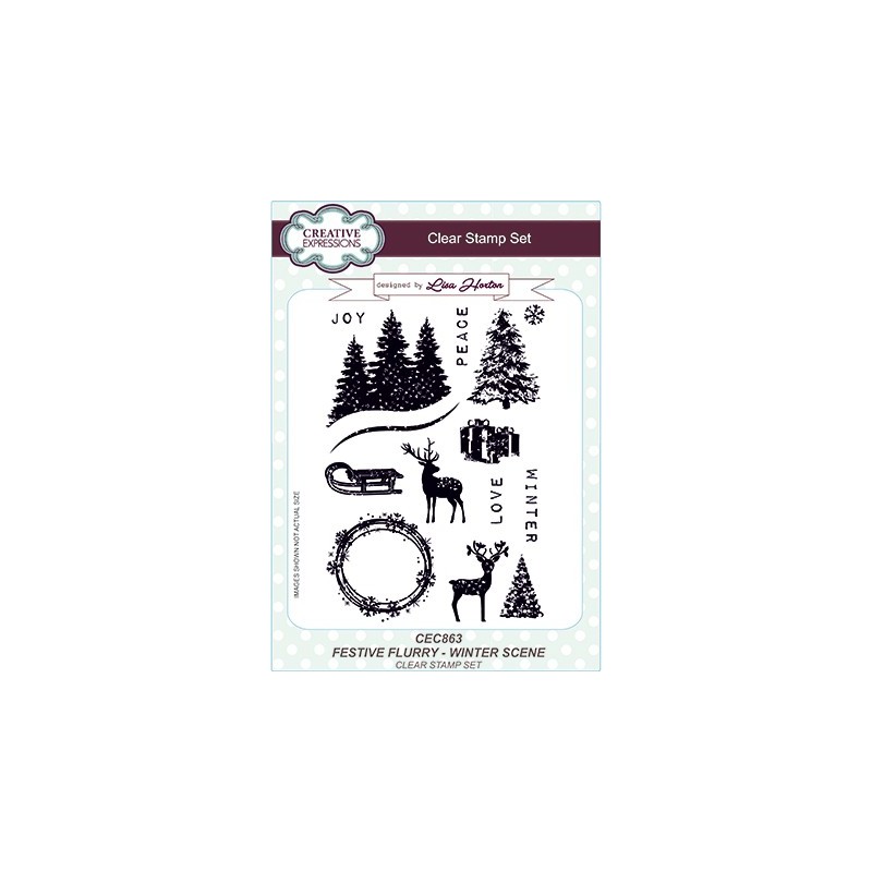 (CEC863)Clear Stamps Festive Flurry Winter Scene