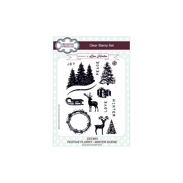 (CEC863)Clear Stamps Festive Flurry Winter Scene