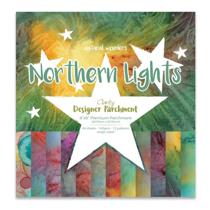 (ACC-CA-30526-88)DESIGNER PARCHMENT PAPER 8" X 8" NORTHERN LIGHTS