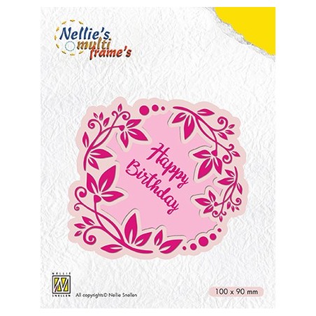 (MFD112)Nellie's Multi Frame Dies Flower wreath Happy Birthday