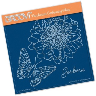 (GRO-CH-40753-03)Groovi Plate A5 GERBERA & BUTTERFLY