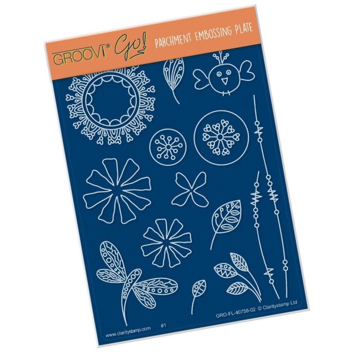 (GRO-FL-40756-02)Groovi® plate A6 TINA'S DOODLE FLOWERS 1