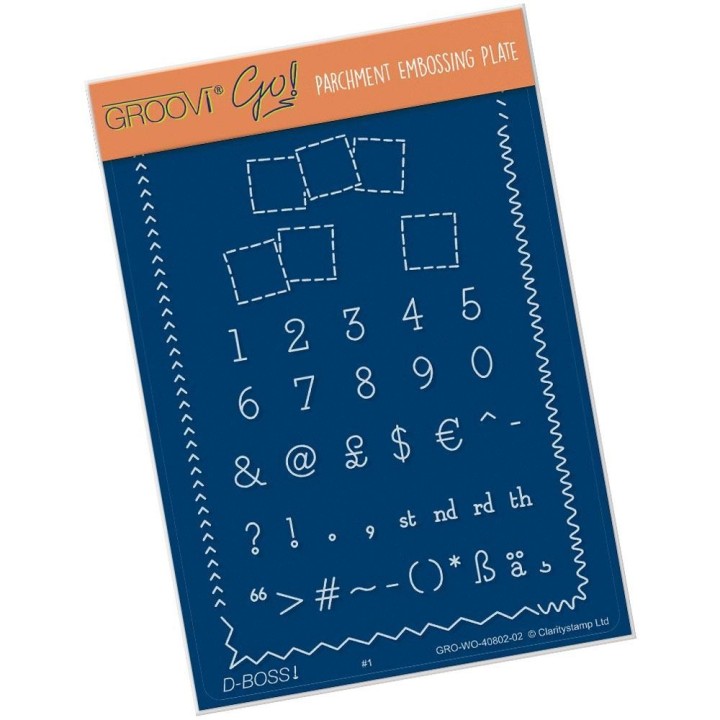 (GRO-WO-40802-02)Groovi® plate A6 D-BOSS NUMBERS & SYMBOLS