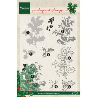 (TC0862)Clear stamp Tiny's holly (layering)