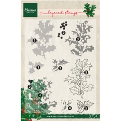 (TC0862)Clear stamp Tiny's holly (layering)