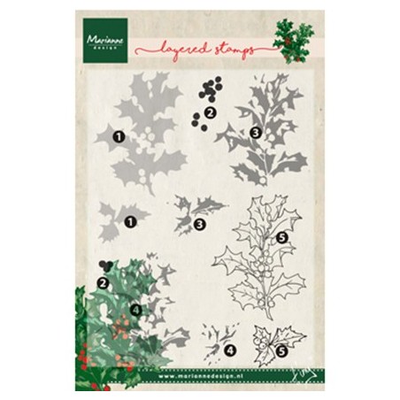 (TC0862)Clear stamp Tiny's holly (layering)