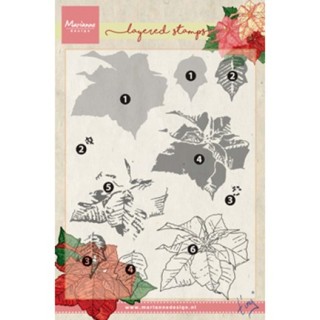 (TC0859)Clear stamp Tiny's poinsettia (layering)