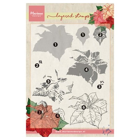 (TC0859)Clear stamp Tiny's poinsettia (layering)