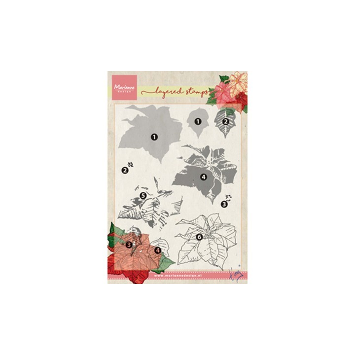 (TC0859)Clear stamp Tiny's poinsettia (layering)
