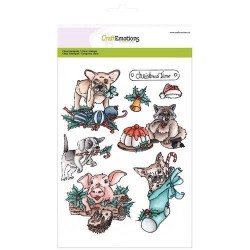 (3101)CraftEmotions clearstamps A5 - Christmas pets 1