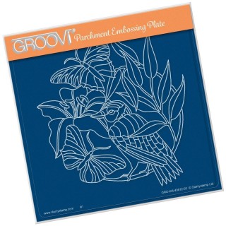(GRO-AN-40812-03)Groovi Plate A5 LEAFY BUTTERFLIES & BIRD