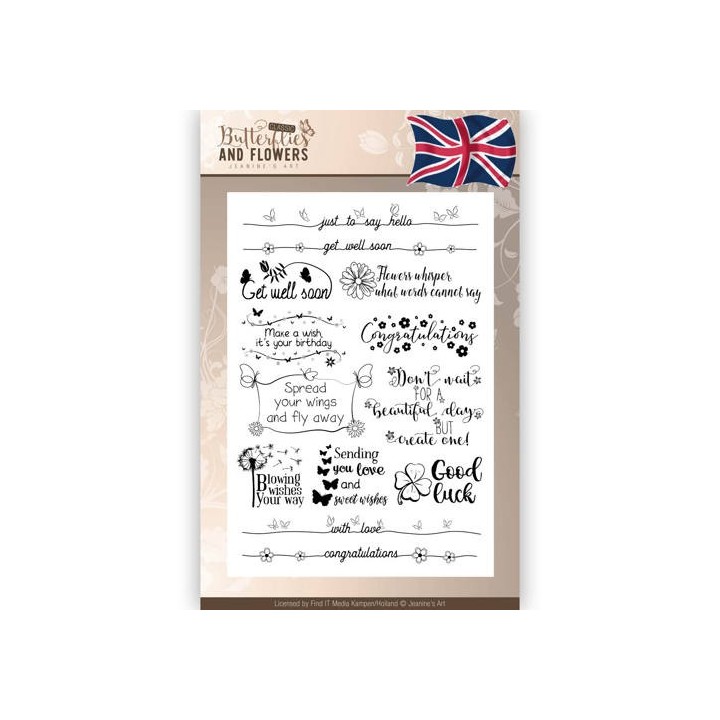 (JACS10010)Clearstamps Tekst - Jeanines Art - Classic Butterflies and Flowers - Engels