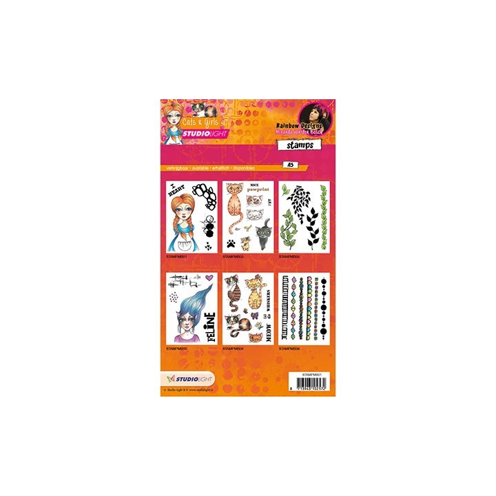 (STAMPMB01)Studio light Stamps Mixed Media Rainbow Designs nr.01