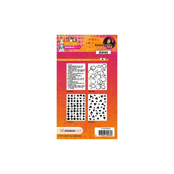 (STAMPMB08)Studio light Stamps Mixed Media Rainbow Designs nr.08