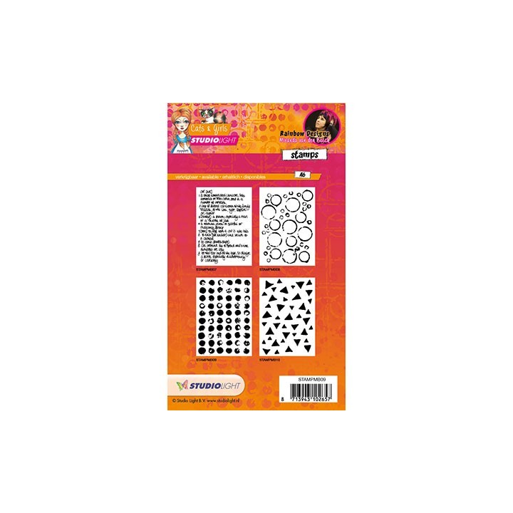(STAMPMB08)Studio light Stamps Mixed Media Rainbow Designs nr.08
