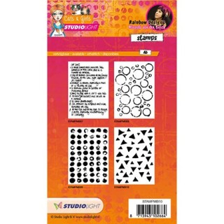(STAMPMB10)Studio light Stamps Mixed Media Rainbow Designs nr.10