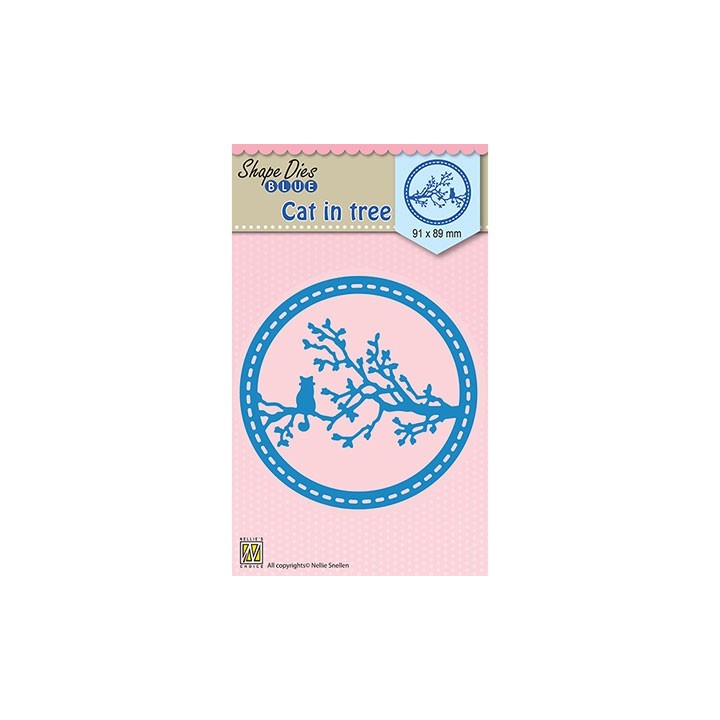 (SDB020)Nellie's Shape Dies blue Cat in tree