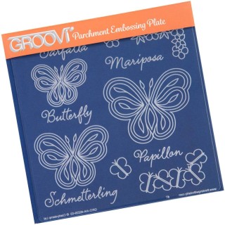 (GRO-AN-40229-03)Groovi Plate A5 Butterflies & Words