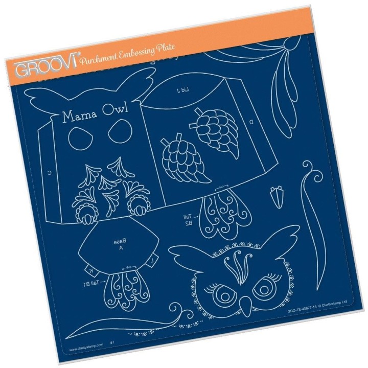 (GRO-TE-40877-15)Groovi Plate A4 MAMA OWL TEMPLATE
