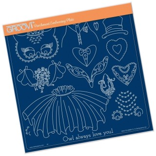 (GRO-TE-40880-15)Groovi Plate A4 WEDDING OWL ACCESSORIES