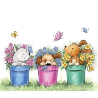 (CL515)Wild Rose Studio`s A7 stamp set Dogs in Pots