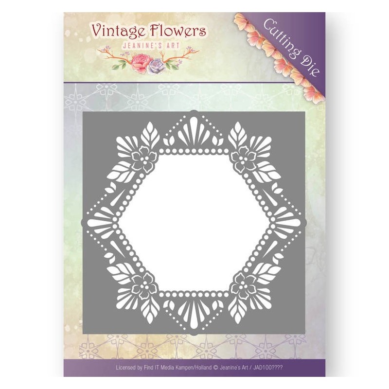 (JAD10031)Dies - Jeanine's Art - Vintage Flowers - Floral Hexagon