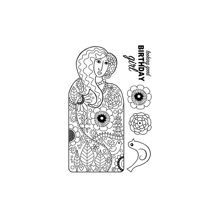 (JGS574)Woodware Clear Stamp Jane Gill Madison Girl