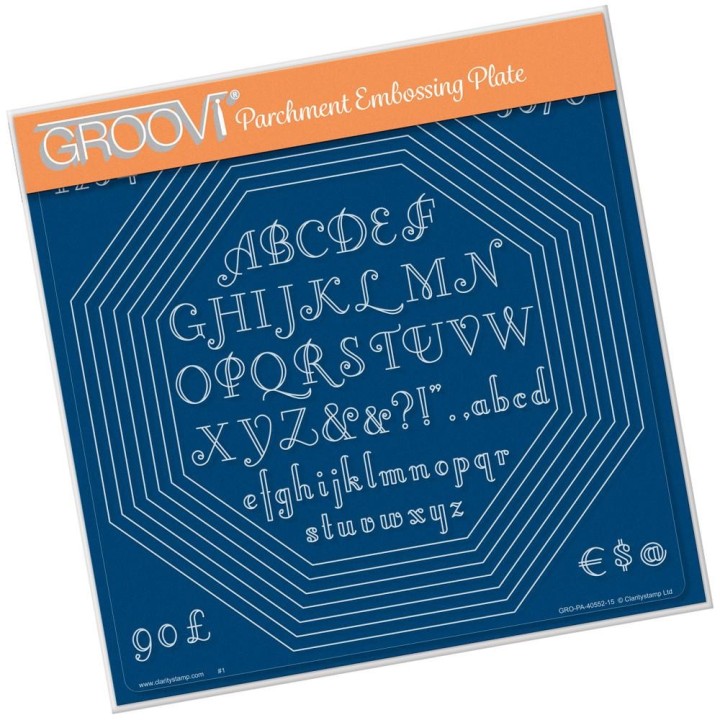 (GRO-PA-40552-15)Groovi Plate A4 OCTAGON EXTENSION & ART DECO ALPHABET