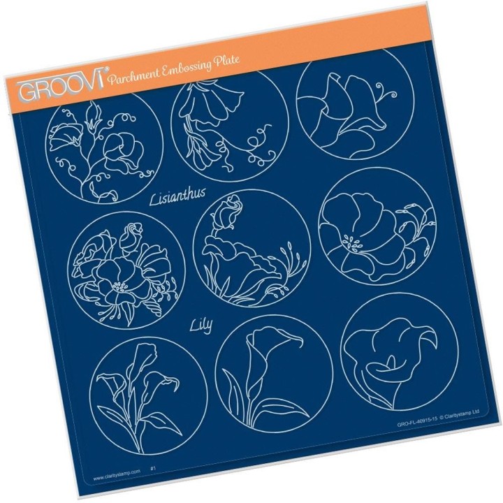 (GRO-FL-40915-15)Groovi Plate A4 LINDA WILLIAMS 123 FLOWER SAMPLER - SWEET