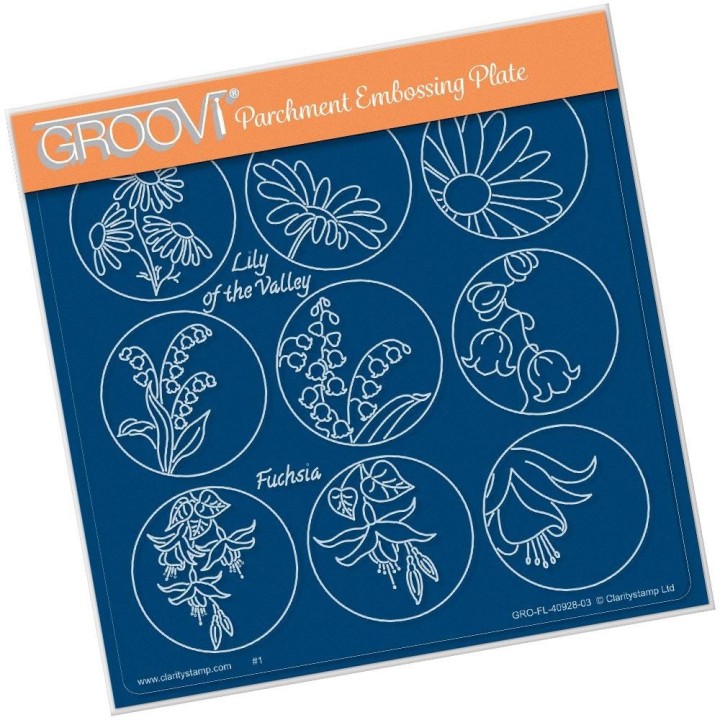 (GRO-FL-40928-03)Groovi Plate A5 LINDA WILLIAMS 123 FLOWER SAMPLER - DAISY