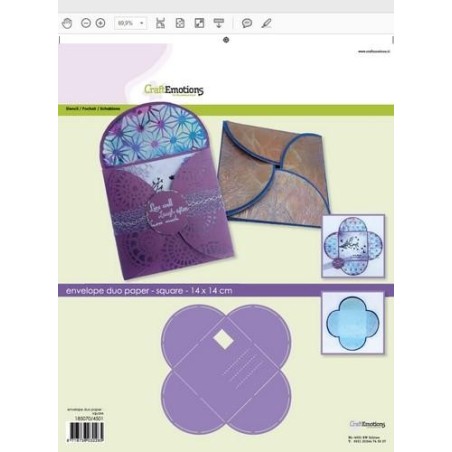 (185070/4501)CraftEmotions stencil envelope duo paper - square