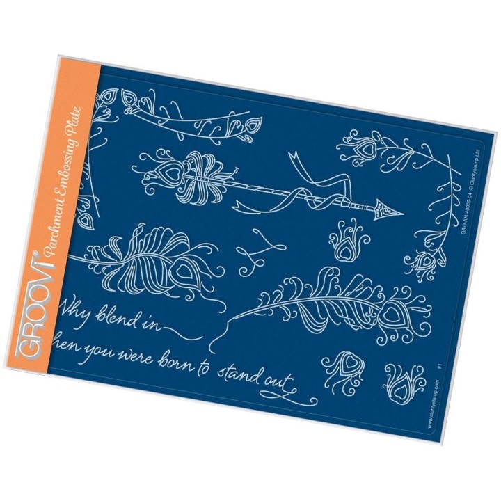(GRO-AN-40909-04)Groovi Plate A5 LINDA'S PEACOCK FEATHERS