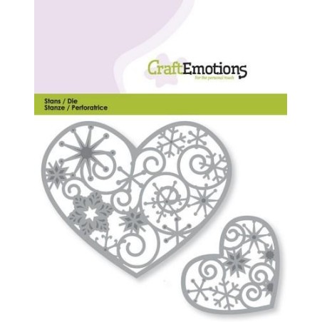 (115633/0351)CraftEmotions Die - hearts with crystal ornament 2x