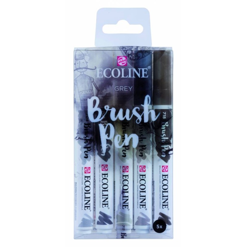 (11509907)Talens Ecoline Brushpen Set x5 Grey