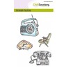 (1282)CraftEmotions clearstamps A6 - Vintage radio, clock