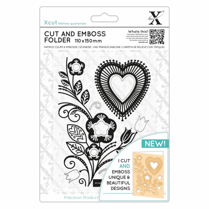 (XCU503823)Xcut 110 x 150mm Cut & Emboss Folder - Folk Heart